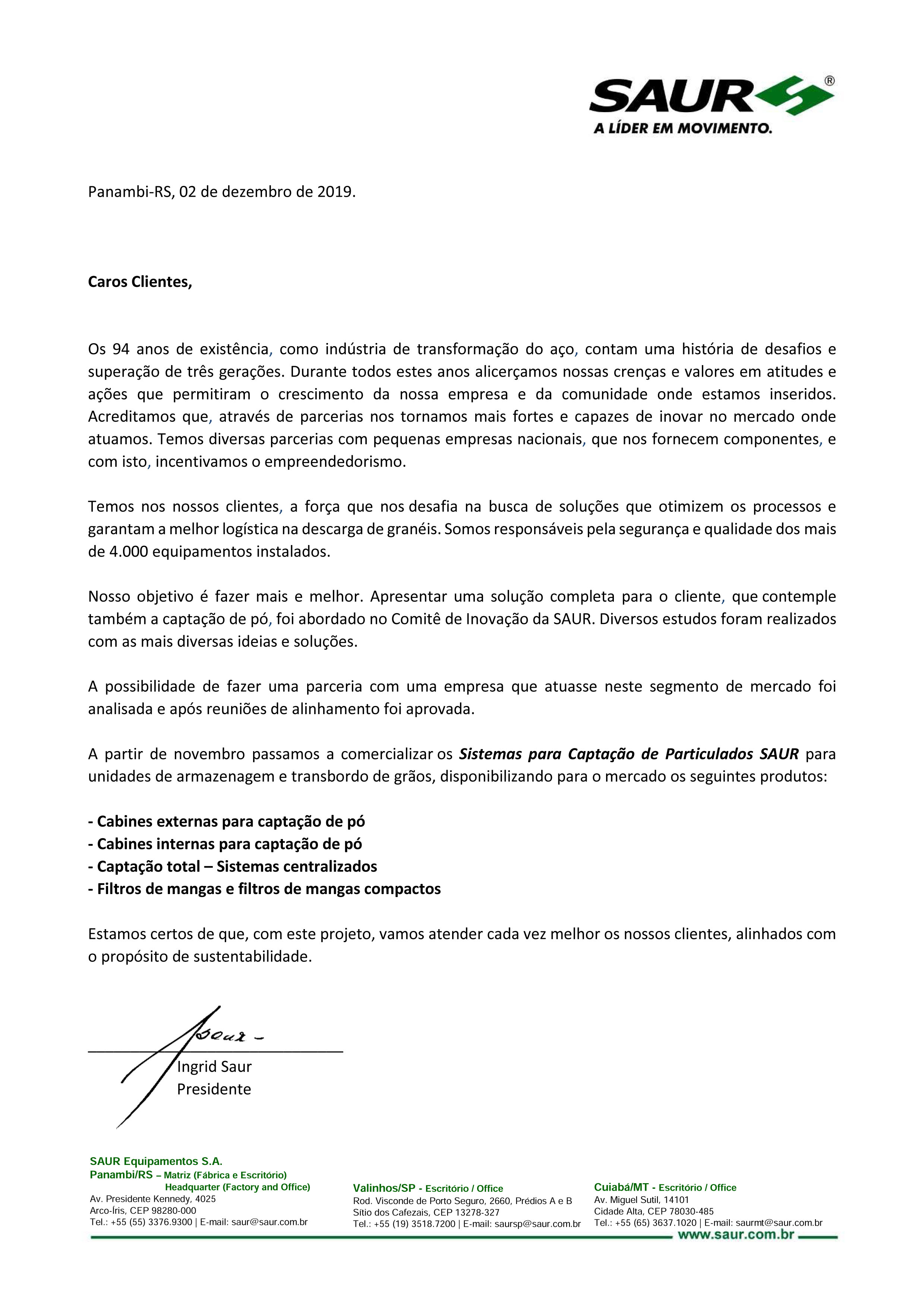 NOVA LINHA DE PRODUTOS é incorporada ao portfólio de equipamentos da SAUR