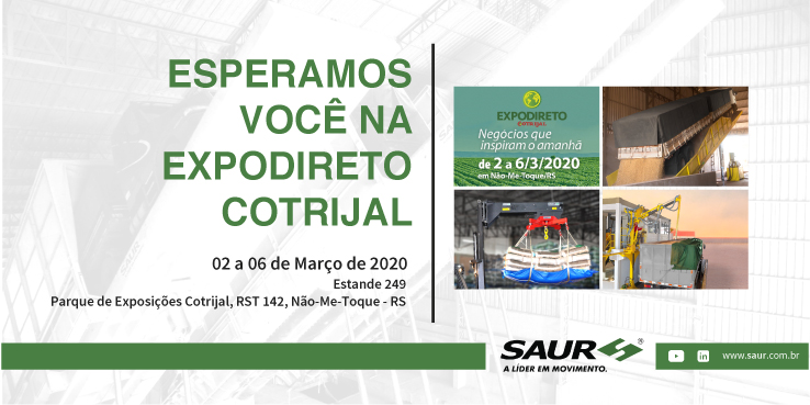SAUR estará presente em NOVA ÁREA na EXPODIRETO COTRIJAL 2020