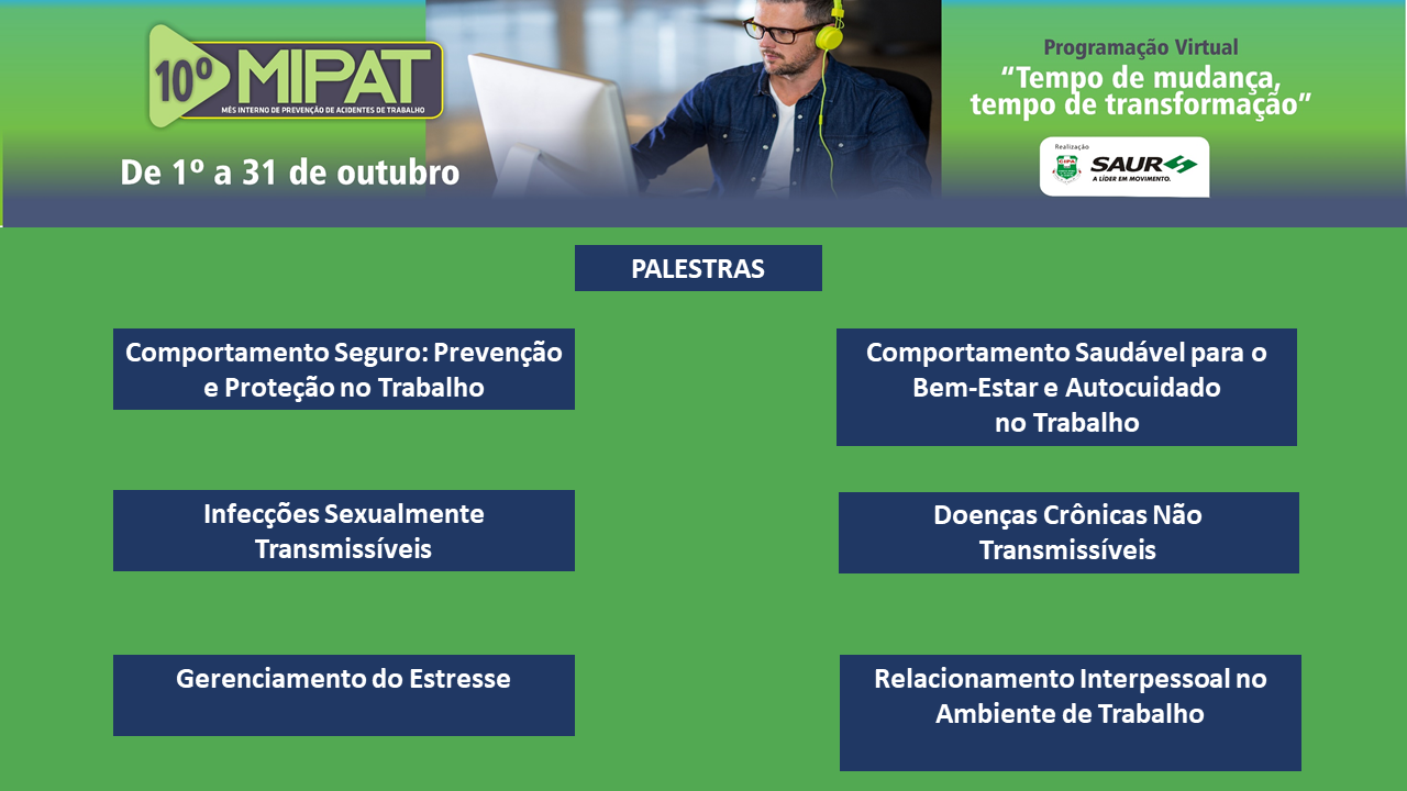 SAUR promove de forma virtual o MIPAT – Mês Interno de Prevenção de Acidentes no Trabalho.