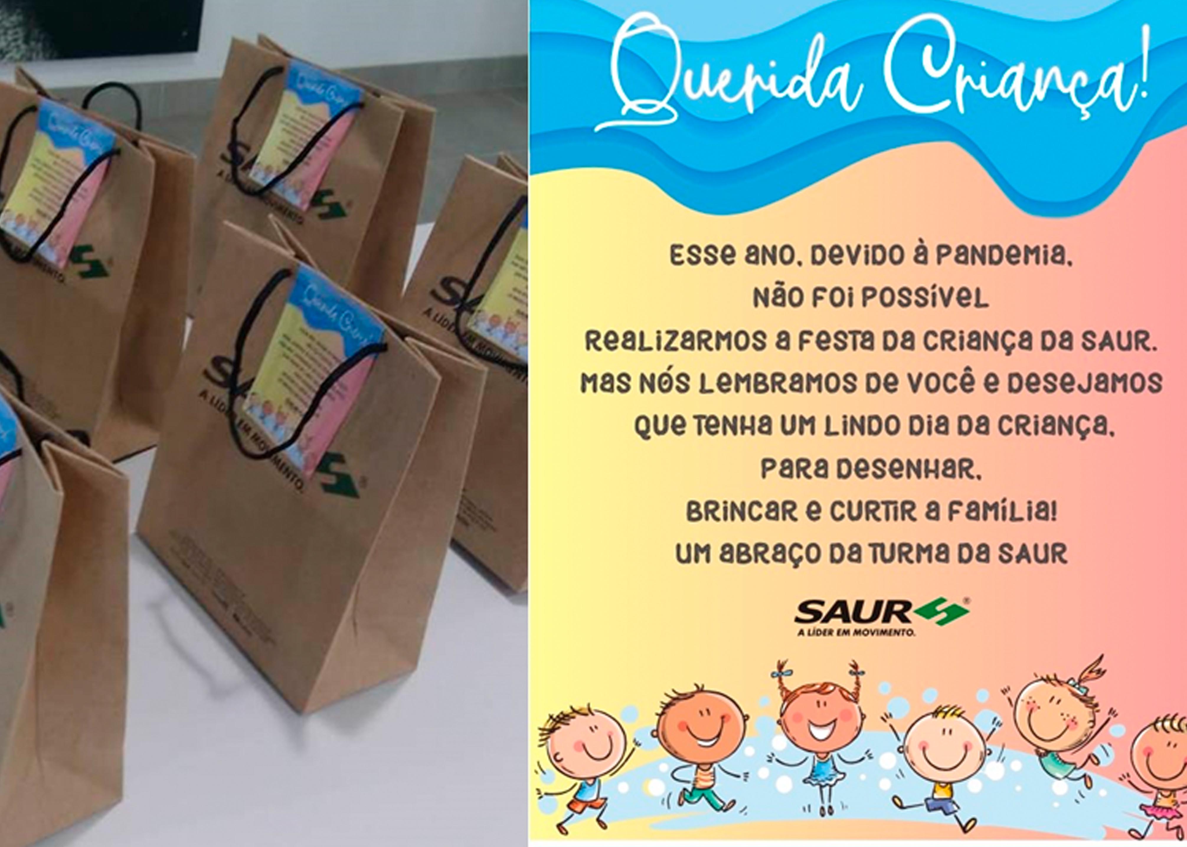 Dia da Criança: SAUR presenteia filhos de colaboradores e contribui para ação na Escola Municipal Costa e Silva