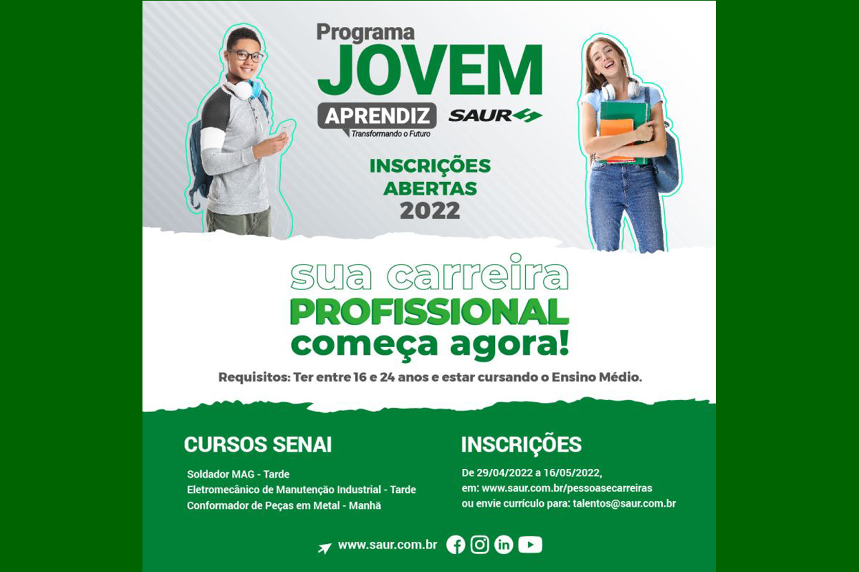 Inscrições para Jovem Aprendiz vão até 16 de maio de 2022
