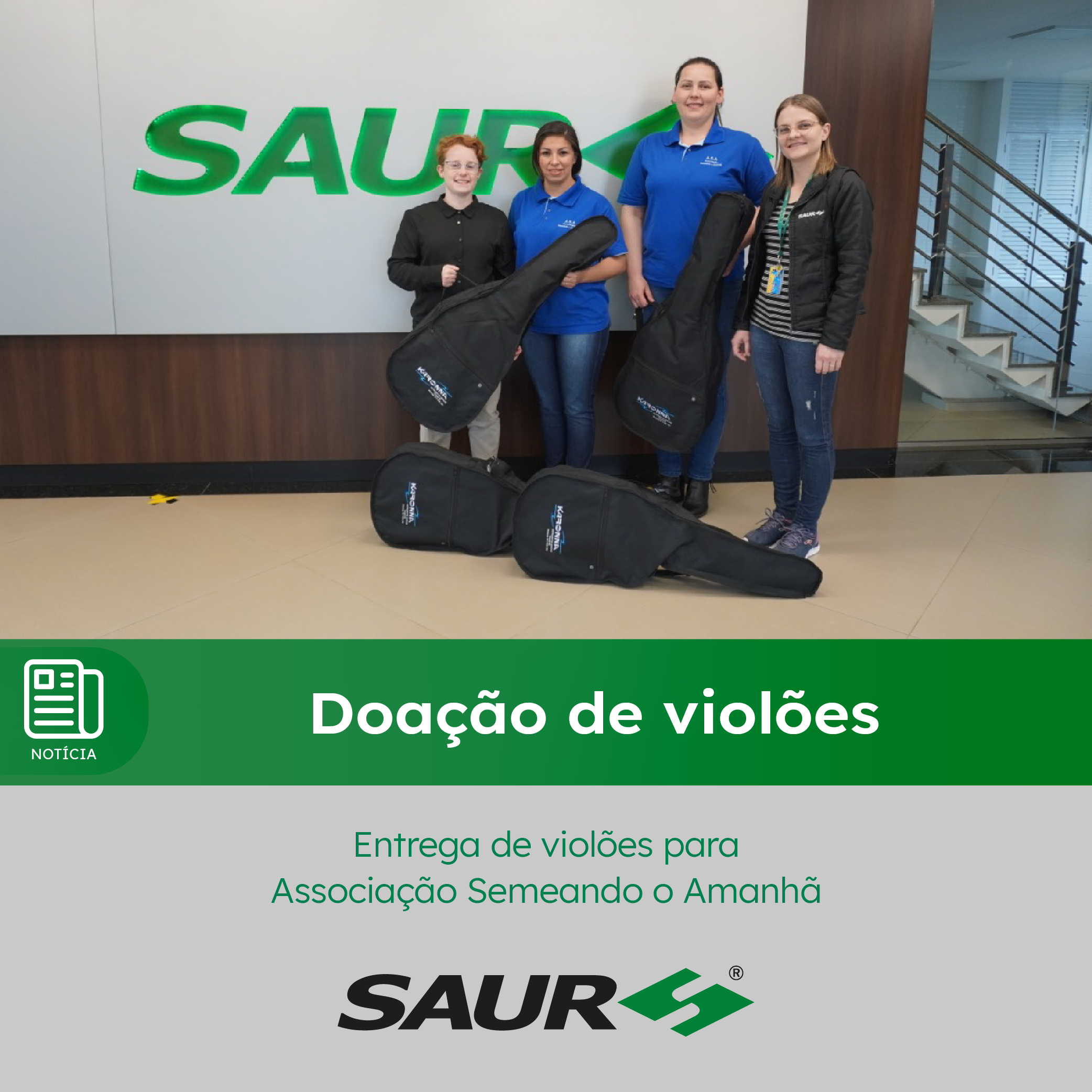 SAUR faz doação de violões para ONG de Condor-RS