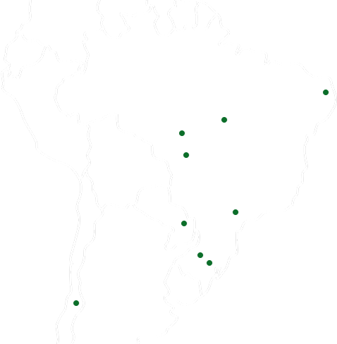 mapa com marcações nos pontos onde estamos na america latina